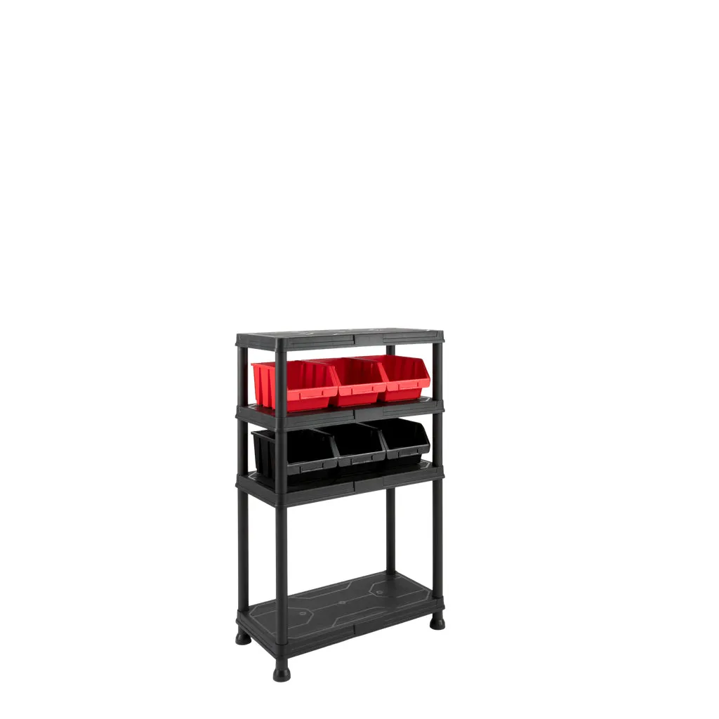 Kreher Q-Brick Kunststoffregal Set 1 mit 6 Boxen schwarz