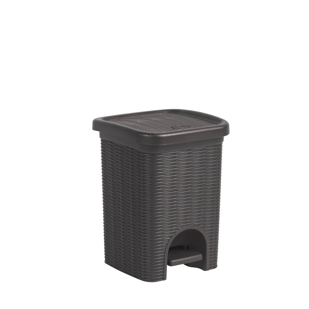 Kreher Badmülleimer Rattan Treteimer 6 Liter Weiß mit Deckel