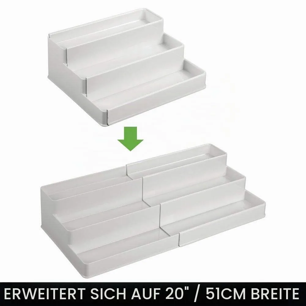 mDesign Gewürzregal 3-stöckig hellgrau ausziehbar