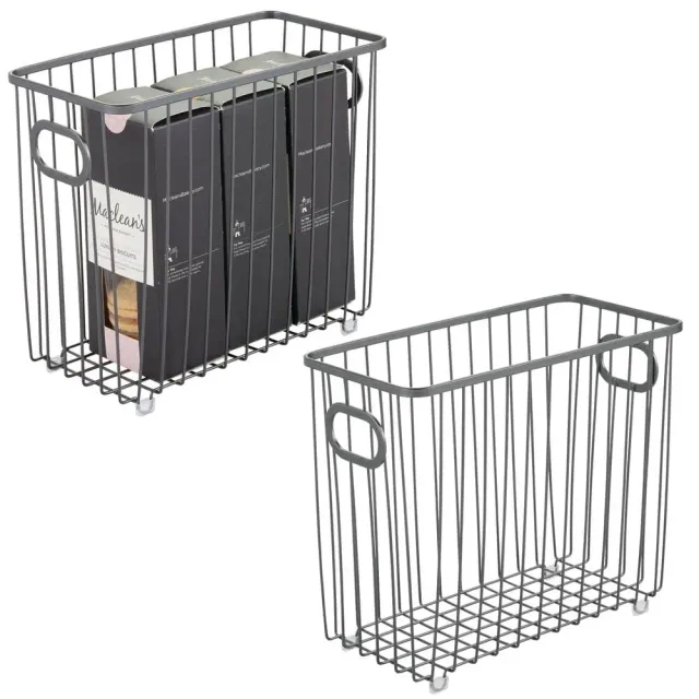 mDesign Küchenkorb Metall 2er-Set dunkelgrau
