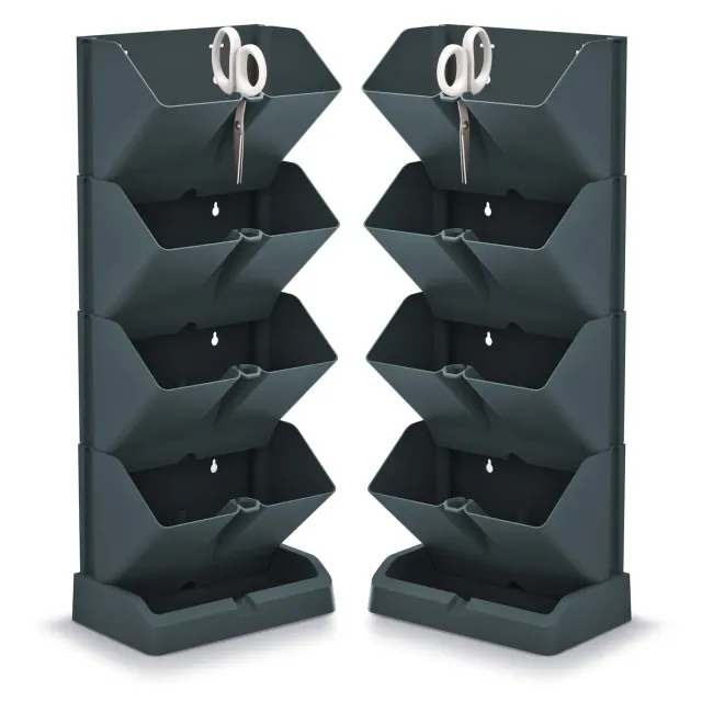 Kreher Vertikaler Pflanztopf 4 Ebenen 2er-Set anthrazit