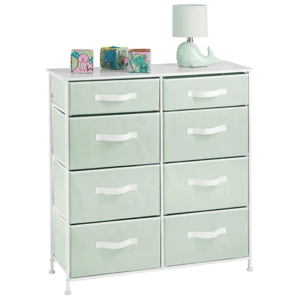 mDesign Kommode 8 Schubladen Schrank mintgrün/weiß Stoff