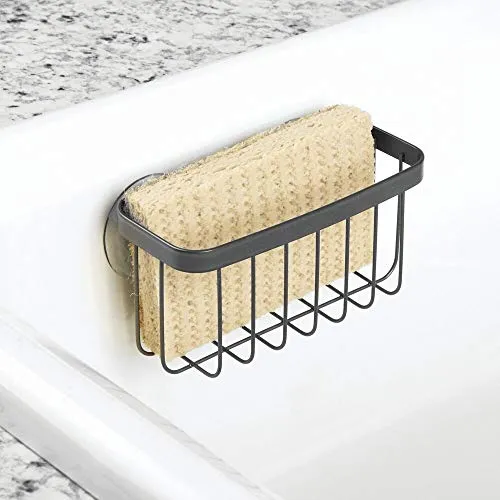 mDesign Drahtkorb Schwammhalter Grau mit Saugnäpfen