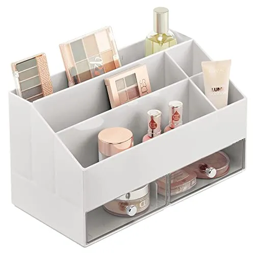 M Design Kosmetik Organizer 07798MDCEU Make-up Box hellgrau 5 Fächer