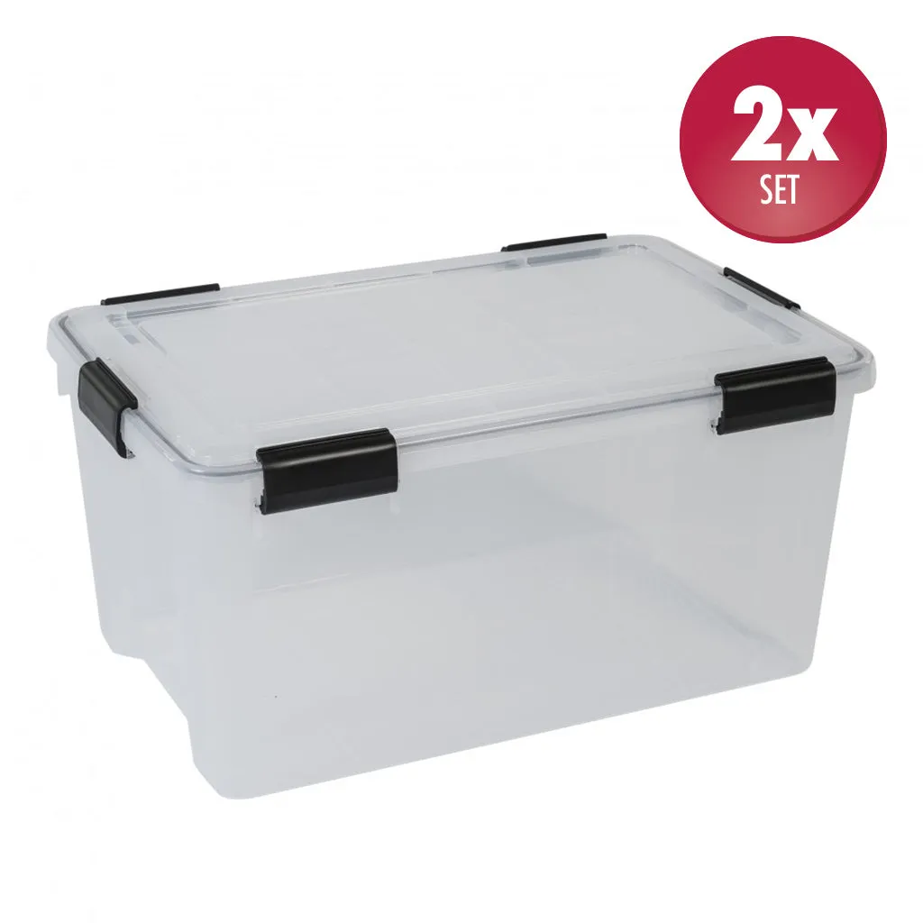 Kreher Box mit Dichtung 50 L transparent 2er Set stapelbar
