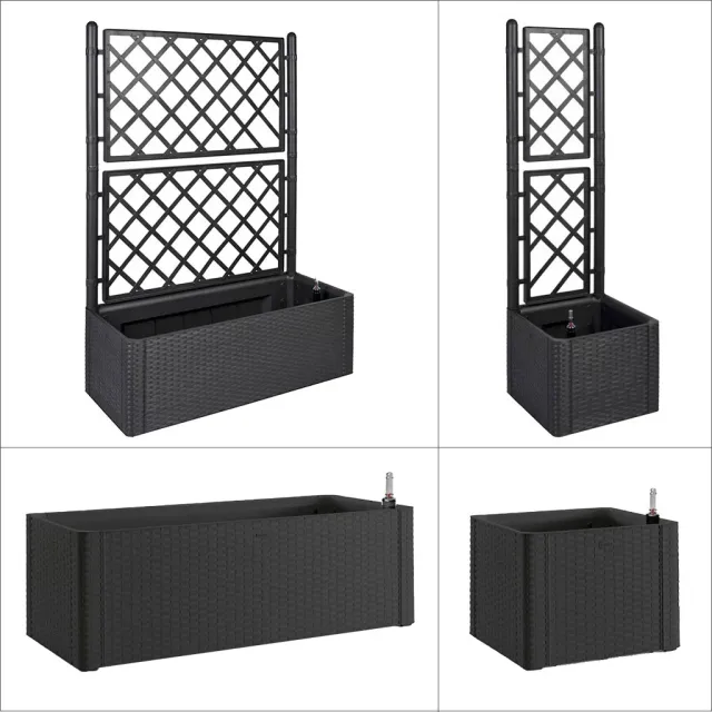 Kreher Spalier Rattan Breit Anthrazit Rankhilfe