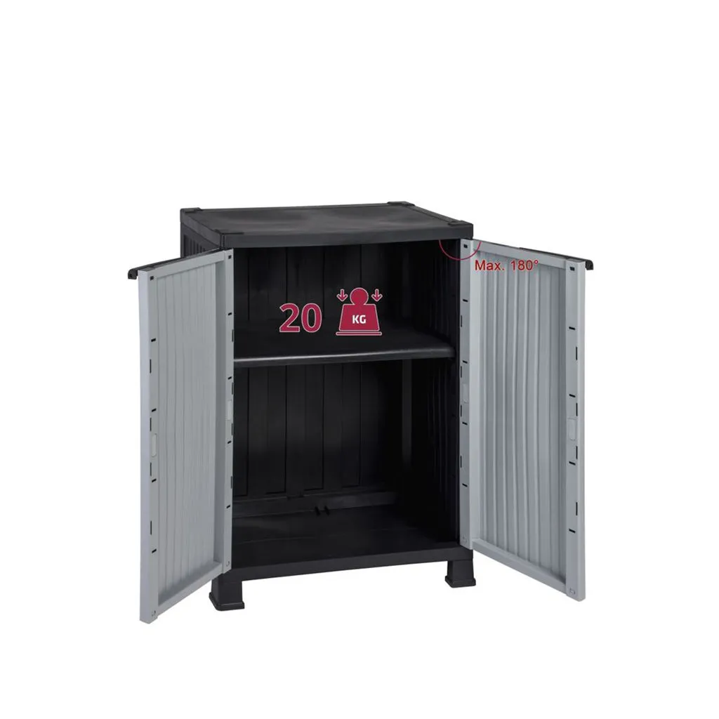 Kreher Noble Kunststoffschrank 2er-Set grau-schwarz 92cm