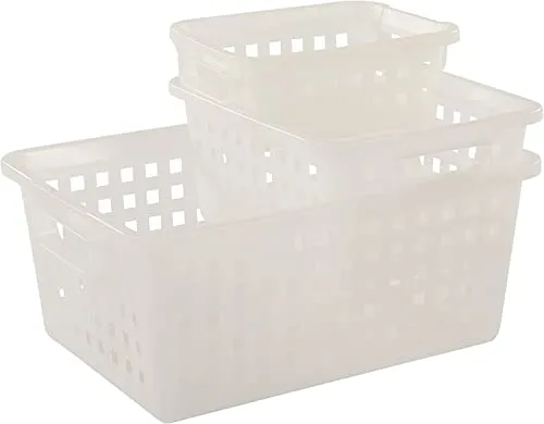 Iris Ohyama VM-20 Aufbewahrungskorb 3er-Set 4,5L transparent mit Griff