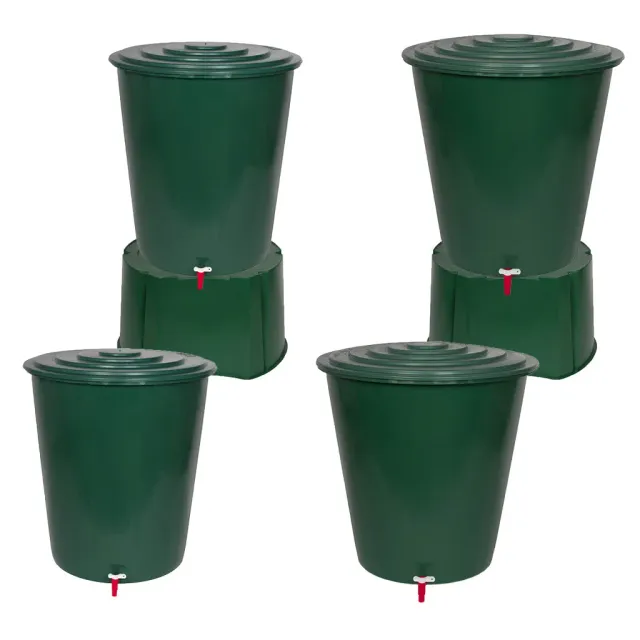 Kreher XXL Regentonne Grün 210 Liter mit Deckel und Hahn