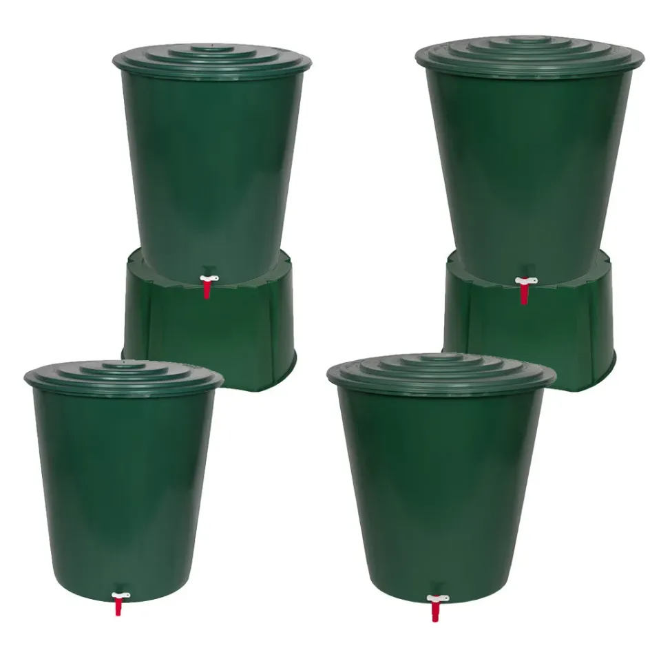 Kreher XXL Regentonne Grün 210 Liter mit Deckel und Hahn