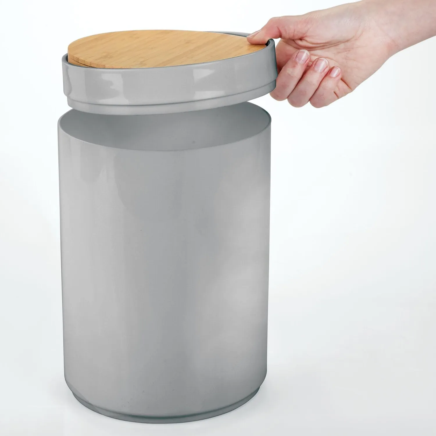 mDesign Mülleimer Bambus Deckel 5L grau