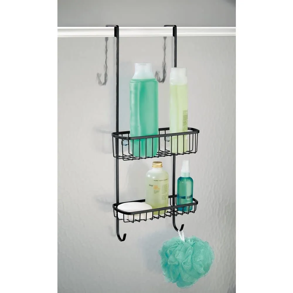 mDesign Duschorganizer Hängekorb mattschwarz 2 Körbe 54cm