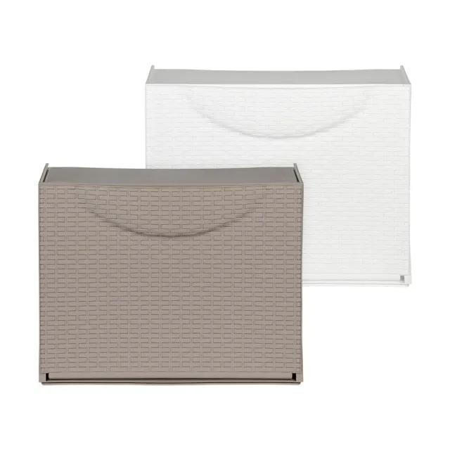 Kreher Schuhkipper Rattan-Optik Schuhschrank Weiß