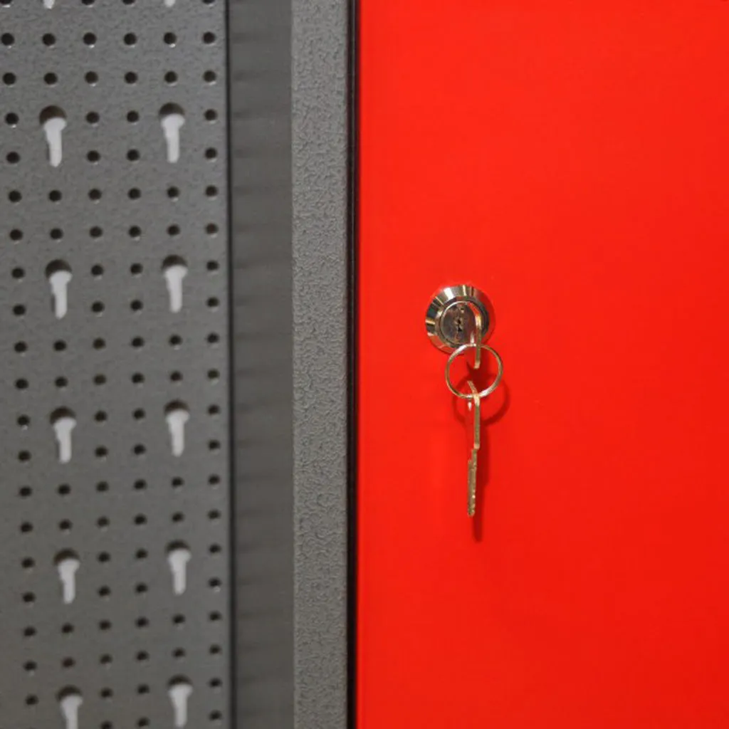 Kreher Werkstattschrank Rot Metall mit Lochwand 20 Haken Bundle