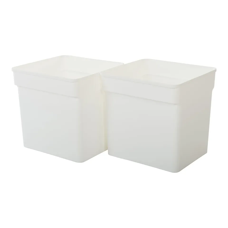 Iris Ohyama Aufbewahrungsbox 31,5 L Weiß 2er-Set offen