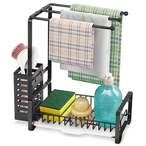 BOMCLAP Spülbecken Organizer Metall schwarz 3-in-1 Abtropfschale