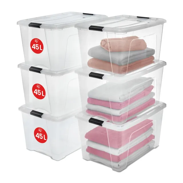 Iris Ohyama NTB-45 Aufbewahrungsbox 45L 6er-Set transparent