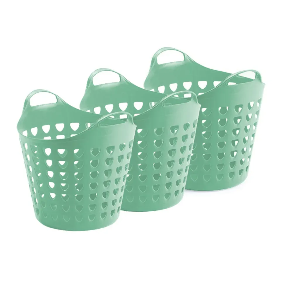 Kreher Flexi Korb 35 Liter gelocht Blau 3er Set