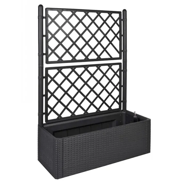 Kreher XL Spalier Pflanzkasten Rattan 100 cm Anthrazit 90 L Rankhilfe