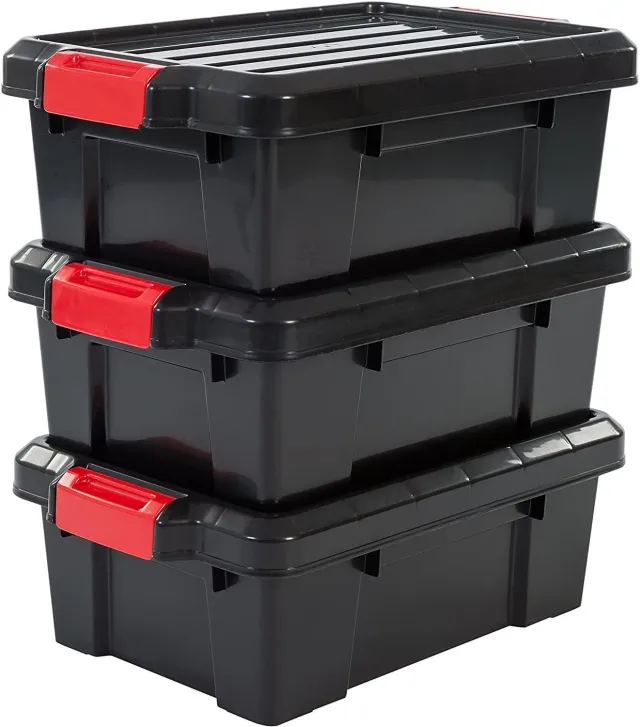 Iris Ohyama SK-130 Aufbewahrungsbox 12,5L 3er-Set schwarz