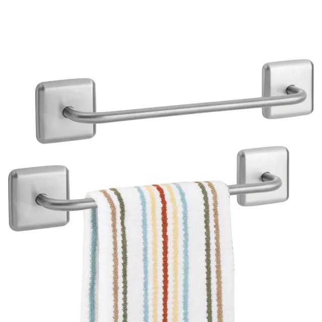 mDesign Handtuchhalter Selbstklebend Edelstahl Silber 2er