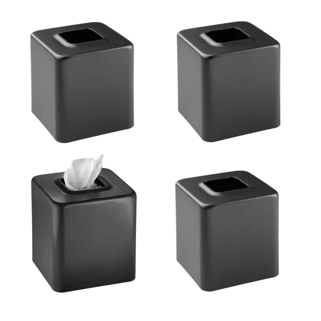 M Design Taschentuchbox 4er-Set schwarz Metall matt