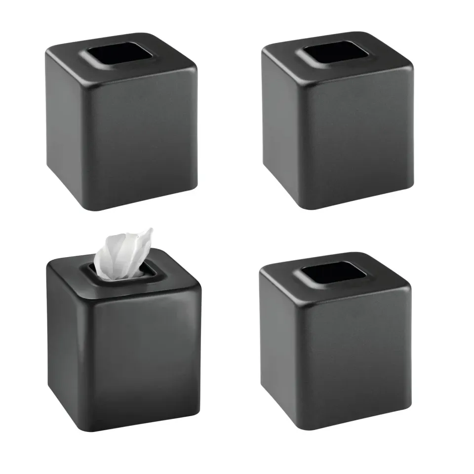 M Design Taschentuchbox 4er-Set schwarz Metall matt