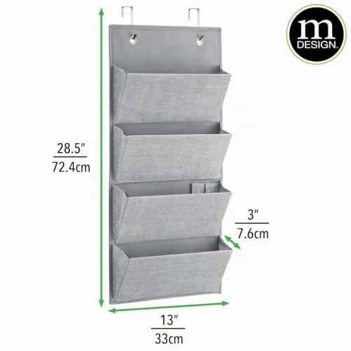 mDesign Schrank-Organizer Stoff 4 Taschen grau hängend