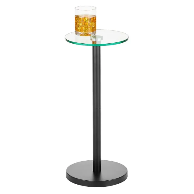 mDesign Beistelltisch Metall Glas 24,1 cm Mattschwarz