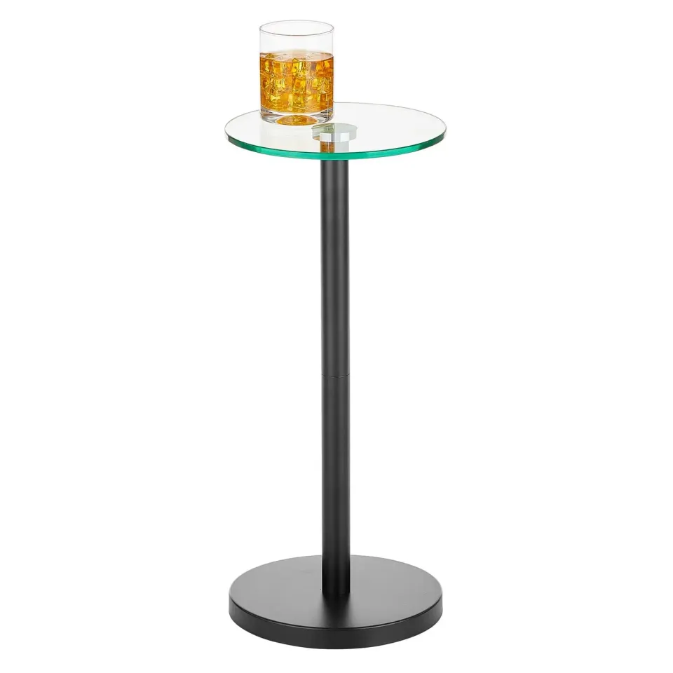 mDesign Beistelltisch Metall Glas 24,1 cm Mattschwarz