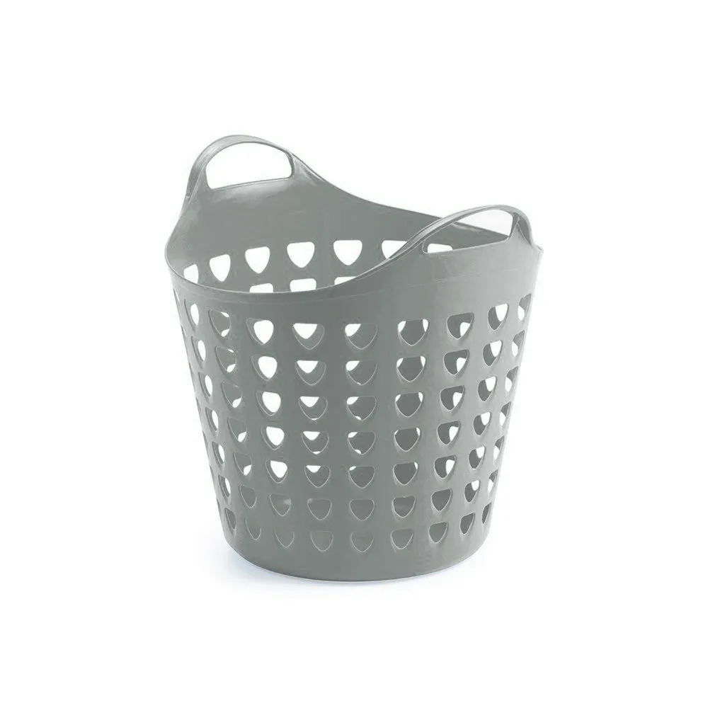 Kreher Flexi Korb 35 Liter gelocht grau mit Griffen