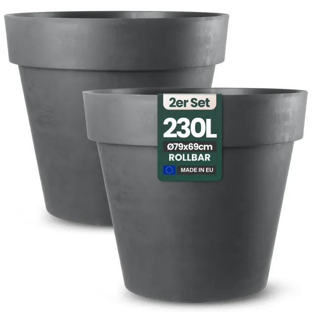 Kreher Like Ø79x69 cm Pflanzkübel Anthrazit 2er-Set rollbar