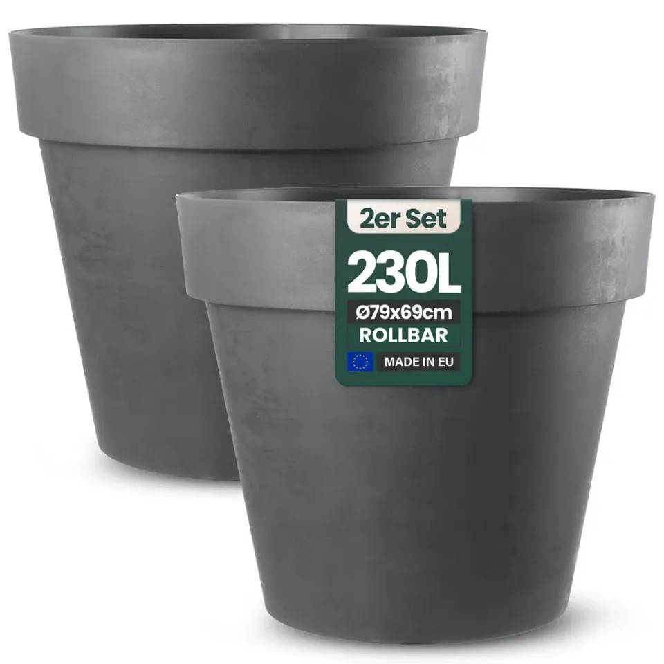 Kreher Like Ø79x69 cm Pflanzkübel Anthrazit 2er-Set rollbar