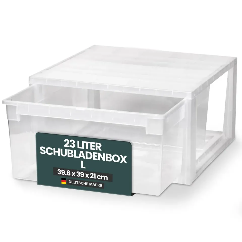 Kreher Schubladenbox L Transparent 23 Liter stapelbar