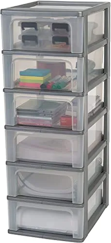 Iris Ohyama Organizer Chest OCH-2006 Schubladenbox silber 6x7L