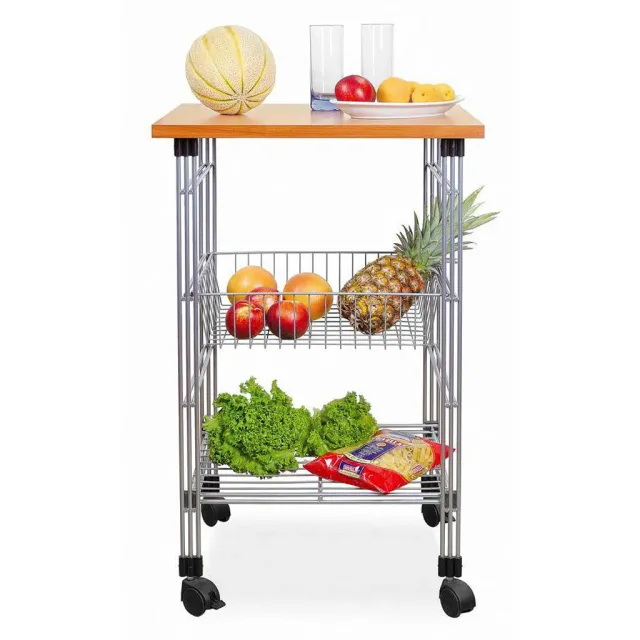 Kreher Küchenwagen Holzplatte Rollen Kirschholz 52cm
