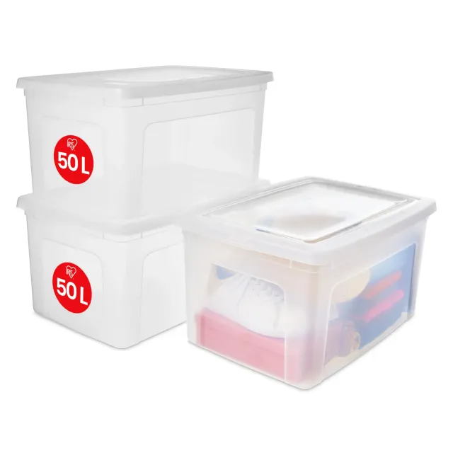 Iris Ohyama MCB-50 Aufbewahrungsbox 50L 3er-Set transparent
