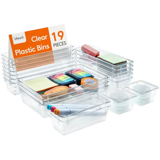 Lifewit Schubladen Organizer 19-teilig transparent Kunststoff