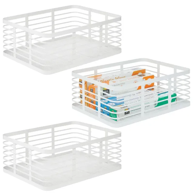 mDesign Allzweckkorb Metall weiß 3er-Set 40,6 cm