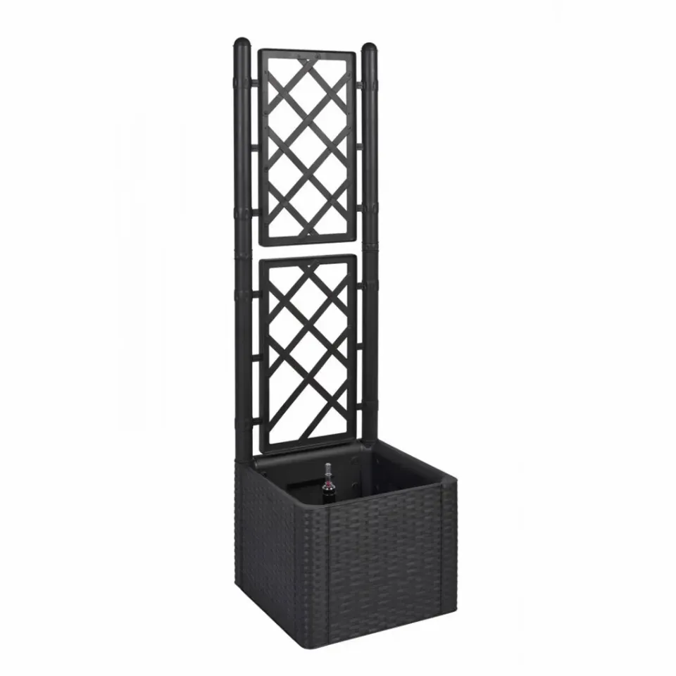 Kreher Rattan Spalier schmal Anthrazit 142cm mit Kasten