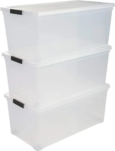 Iris Ohyama NCS-420 Box 70L 3er-Set transparent mit Rollen