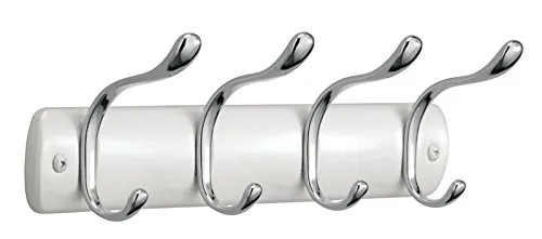 mDesign Hakenleiste Stahl perlweiß 4 Doppelhaken