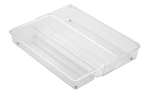mDesign Besteckkasten ausziehbar transparent 3 Fächer