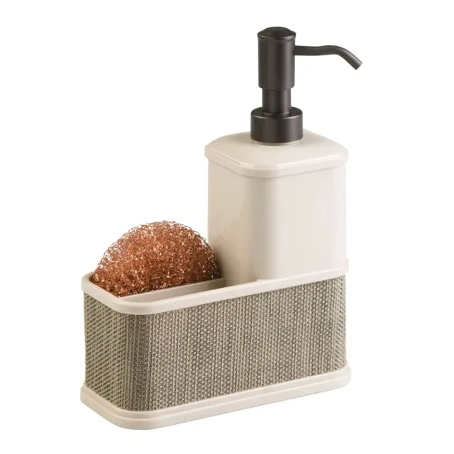 mDesign Seifenspender 532 ml Kunststoff perlmutt mit Schwammhalter