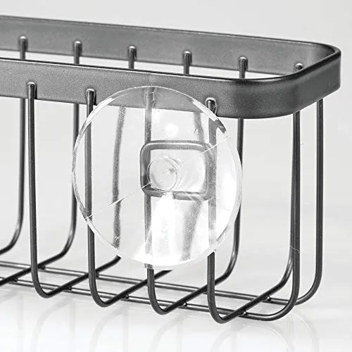 mDesign Drahtkorb Schwammhalter Grau mit Saugnäpfen
