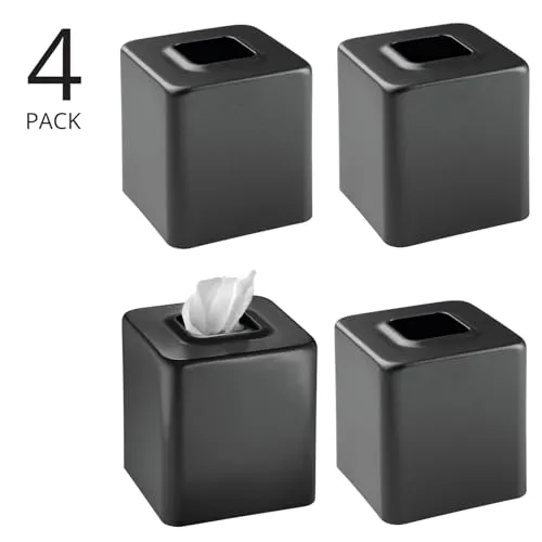 M Design Taschentuchbox 4er-Set schwarz Metall matt