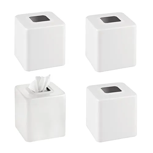 mDesign Kosmetiktücherbox Taschentuchbox weiß 4er-Set Metall