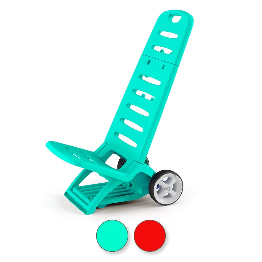 Kreher Strandstuhl klappbar mit Rädern rot Kunststoff Trolley