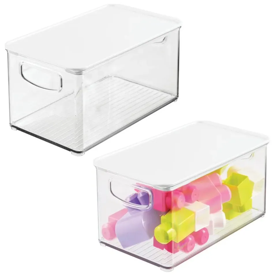mDesign Aufbewahrungsbox 2er-Set transparent weiß mit Deckel