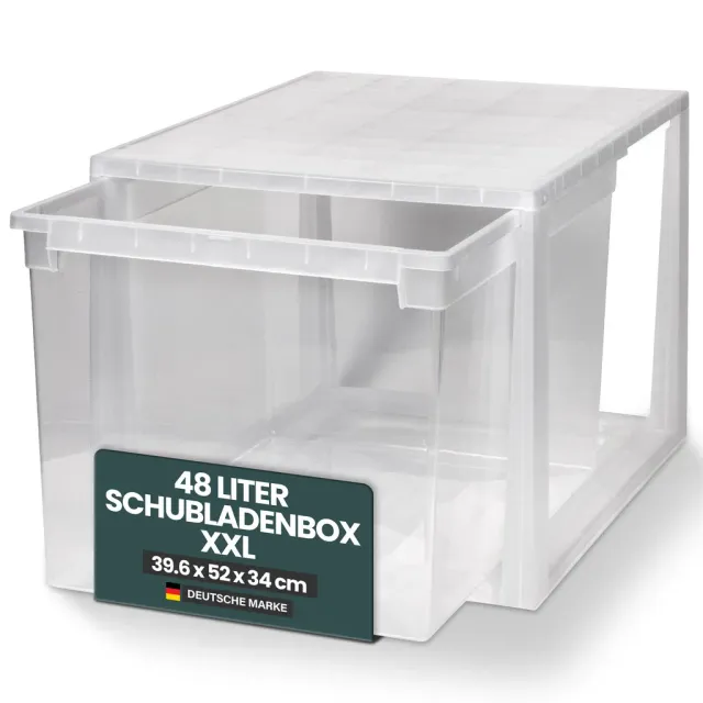 Kreher Schubladenbox 52 XXL Transparent 48 Liter stapelbar